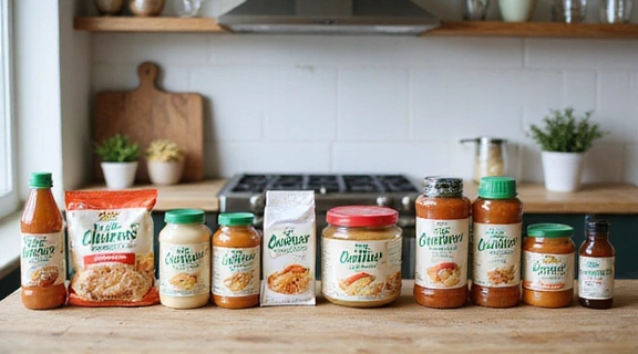 Tavolo con alimenti senza glutine e senza lattosio, per condizioni specifiche